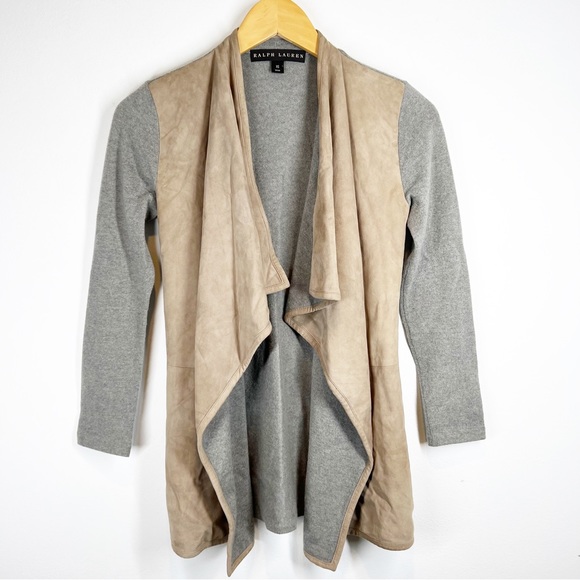 Ralph Lauren Black Label Cashmere Suede Open Cardigan - Picture 1 of 7